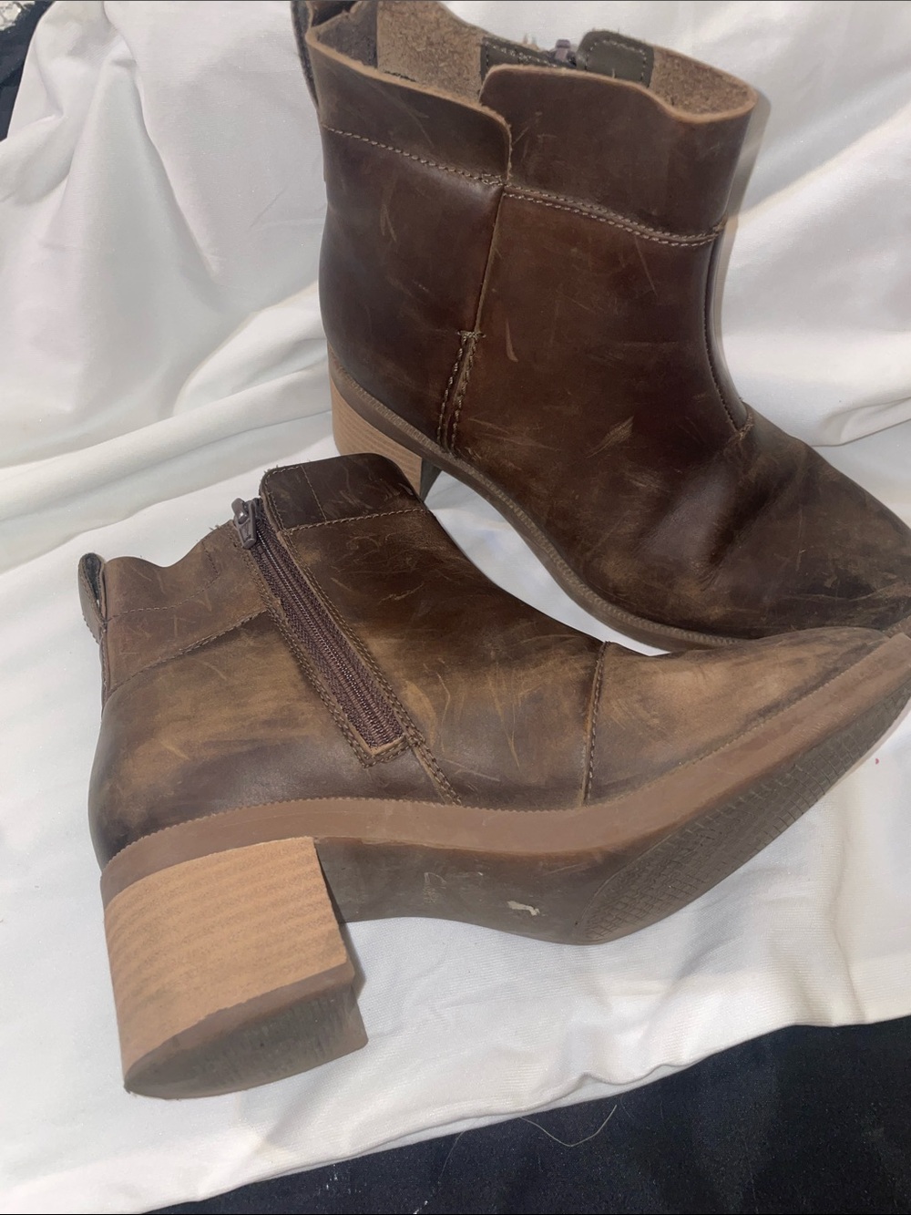 Clarks Brown Leather Zip Ankle Boots